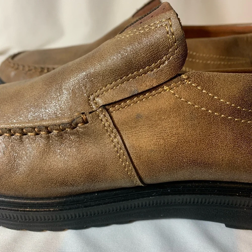 Spoxt Men’s Brown Leather  Slip on Shoes Loafers sz 11